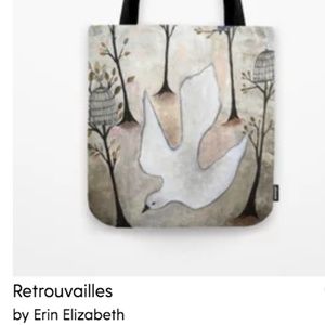 Tote bag with original artist drawing